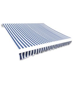 Tenda Parasole in Tela Blu e Bianco 4 x 3m (Telaio non Incluso)