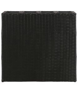 Letto Rialzato da Giardino con 4 Vasi in Polyrattan Nero
