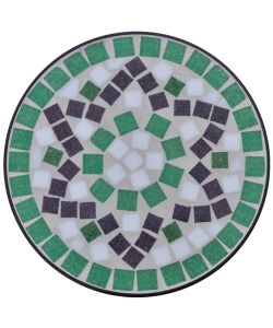 Tavolino Piante Modello Mosaico Verde e Bianco