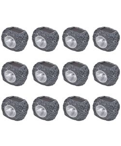 Faretto Solare Esterno con LED Forma Pietra 12 pz