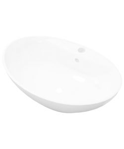 Lavabo Ceramica Lusso Ovale Foro di Scarico e Foro Rubinetto