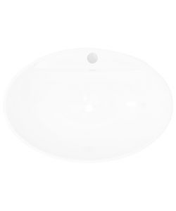 Lavabo Ceramica Lusso Ovale Foro di Scarico e Foro Rubinetto