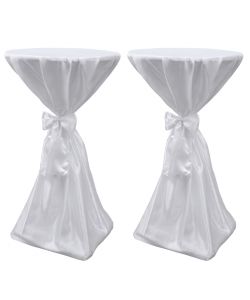 Copritavolo Bianco 80 cm con Fettuccia 2 pezzi
