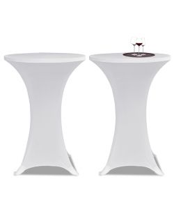 Copritavolo 60 cm Bianco Tessuto elasticizzato 2 pezzi