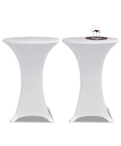 Copritavolo 80 cm Bianco Tessuto elasticizzato 2 pezzi