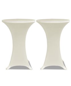 Copritavolo 80 cm Crema Tessuto elasticizzato 2 pezzi