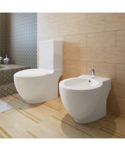 Set Toilette e Bid in Ceramica Bianca