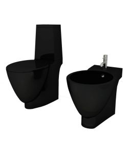 Set Toilette e Bid in Ceramica Nero
