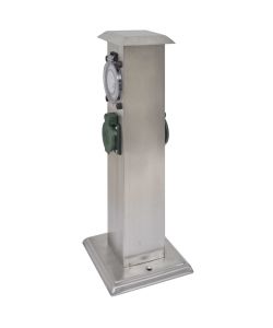 Presa Elettrica da Giardino a Pilastro Acciaio Inox con Timer