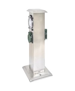 Presa Elettrica da Giardino a Pilastro Acciaio Inox con Timer