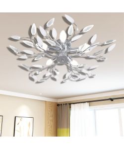 Lampada da Soffitto Bianca Trasparente Cristalli Acrilici 5 E14