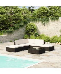vidaXL Set Divani da Giardino in Polyrattan - Nero - 6 pezzi