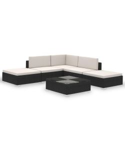 vidaXL Set Divani da Giardino in Polyrattan - Nero - 6 pezzi