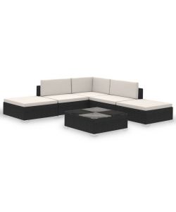 vidaXL Set Divani da Giardino in Polyrattan - Nero - 6 pezzi