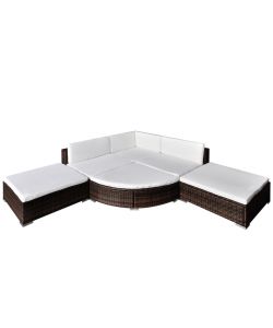 Set Divani da Giardino 6 pz con Cuscini in Polyrattan Marrone 41272