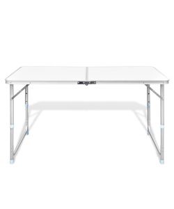 Tavolo da Campeggio Pieghevole Alluminio Altezza Regolabile 120 x 60cm