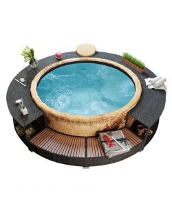 Bordo Vasca da Spa in Polyrattan Nero