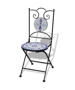 Sedie da Bistrot Pieghevoli 2 pz in Ceramica Blu e Bianco