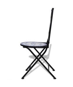 Sedie da Bistrot Pieghevoli 2 pz in Ceramica Blu e Bianco