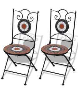 Sedie da Bistrot Pieghevoli 2 pz Ceramica Terracotta e Bianco
