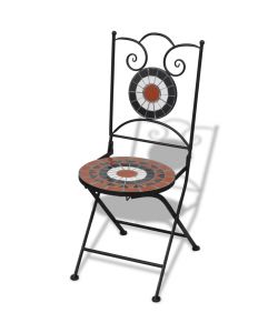 Sedie da Bistrot Pieghevoli 2 pz Ceramica Terracotta e Bianco