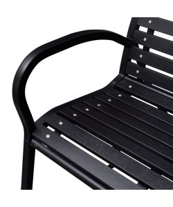 Panchina da Giardino 125 cm in Acciaio e WPC Nera