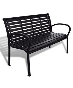Panchina da Giardino 125 cm in Acciaio e WPC Nera