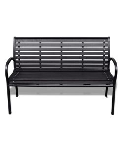 Panchina da Giardino 125 cm in Acciaio e WPC Nera