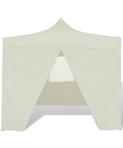 Tenda Pieghevole Crema 3x3 m con 4 Pareti