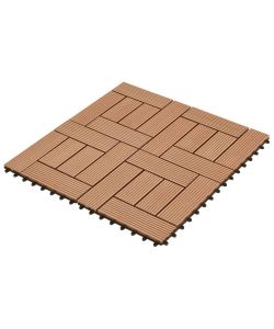 Set 11 Piastrelle in WPC 30 x 30 cm 1 mq marrone