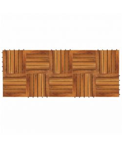 Set 10 pz Piastrelle acacia per pavimento 30 x 30 cm Modello verticale