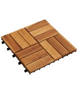 Set 10 Piastrelle in legno di acacia per pavimento 30 x 30 cm