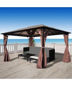 Gazebo con Tenda Marrone in Alluminio 400x300 cm