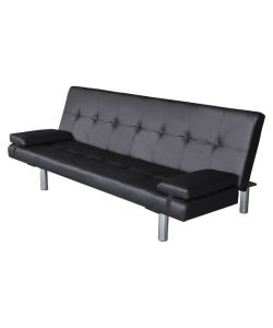 vidaXL - Divano Letto Regolabile in Similpelle Nero con 2 Cuscini