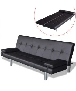 vidaXL - Divano Letto Regolabile in Similpelle Nero con 2 Cuscini