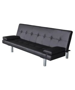 vidaXL - Divano Letto Regolabile in Similpelle Nero con 2 Cuscini