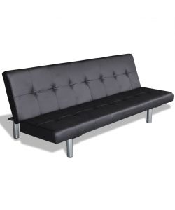 vidaXL - Divano Letto Regolabile in Similpelle Nero con 2 Cuscini
