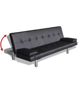 vidaXL - Divano Letto Regolabile in Similpelle Nero con 2 Cuscini
