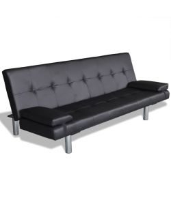 vidaXL - Divano Letto Regolabile in Similpelle Nero con 2 Cuscini