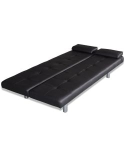 vidaXL - Divano Letto Regolabile in Similpelle Nero con 2 Cuscini