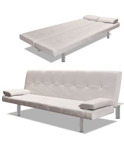vidaXL Divano Letto Regolabile Similpelle Bianco Crema con 2 Cuscini