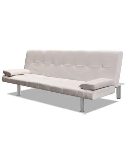 vidaXL Divano Letto Regolabile Similpelle Bianco Crema con 2 Cuscini