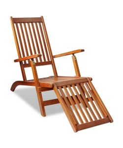 vidaXL Sdraio da Giardino in Legno di Acacia con Poggiapiedi - Marrone