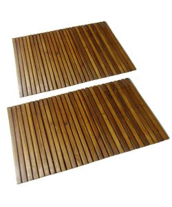Set 2 pz Stuoia per bagno in acacia 80x50 cm
