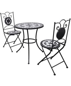 Set da Bistrot 3 pz in Piastrelle di Ceramica Nero e Bianco