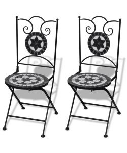 Set da Bistrot 3 pz in Piastrelle di Ceramica Nero e Bianco