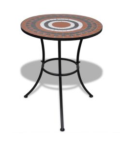 Set da Bistrot 3 pz Piastrelle di Ceramica Terracotta e Bianco