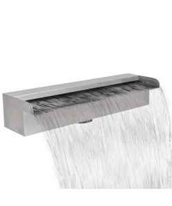 Fontana a Cascata per Giardino Rettangolare Acciaio Inox 45 cm