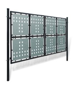 Cancello per Recinzione Singolo Nero 300 x 200 cm