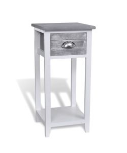 vidaXL Comodino Grigio e Bianco con 1 Cassetto - Design Elegante